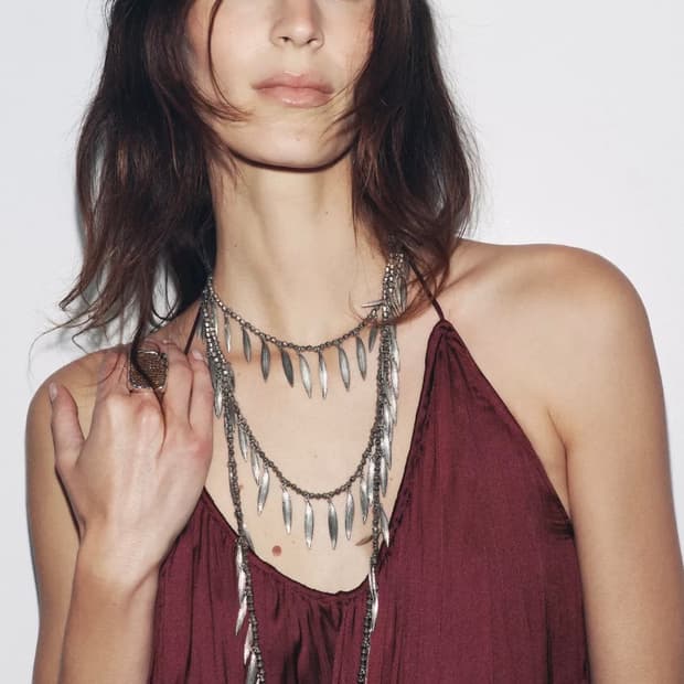 Zara 텍스처 디테일 비즈 네크리스 목걸이