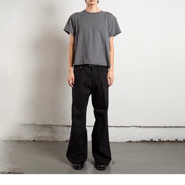 3D Twisted Wide Leg Jeans (Faded Black)