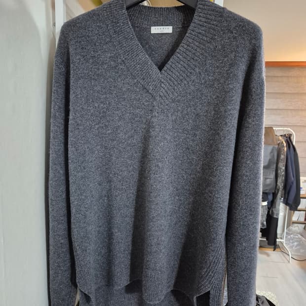 산드로옴므 오버핏 브이넥 울캐시혼방 니트 M 그레이
