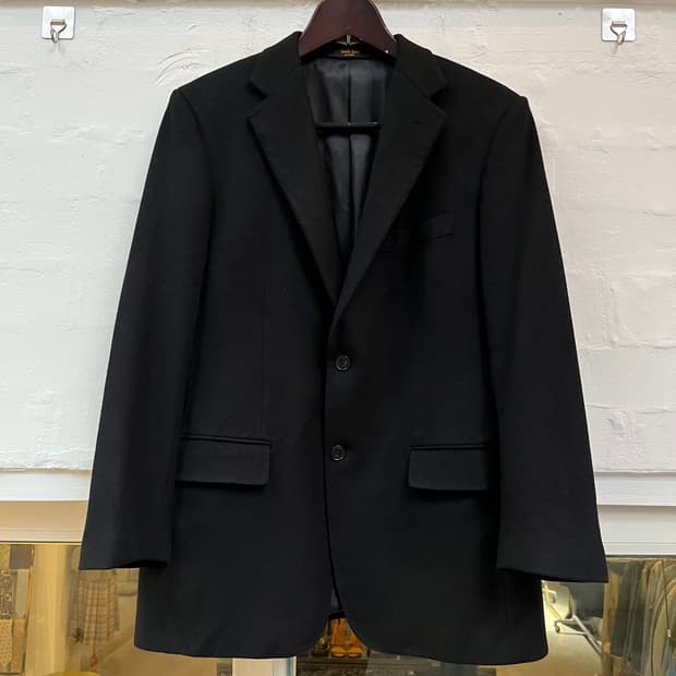 Savile Row of London 울 캐시미어 블레이저 블랙 M