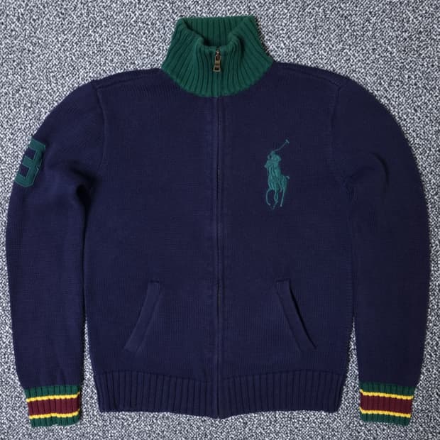 [무료배송][160]폴로 키즈 하이넥 니트 집업