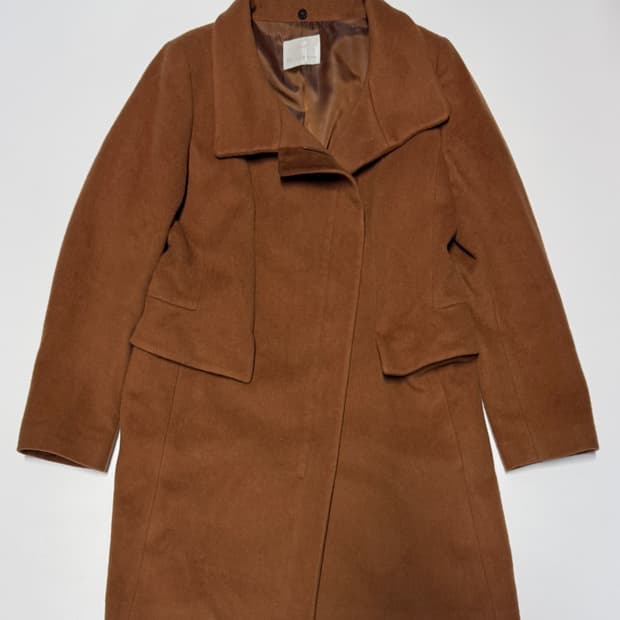 여성 잇 미샤 집업 카라 울 코트 카라멜 55