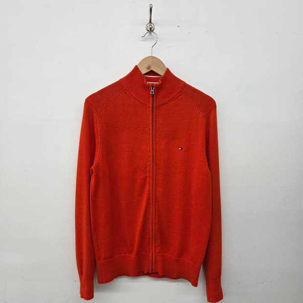 타미힐피거 오렌지색 니트 집업 남성 S