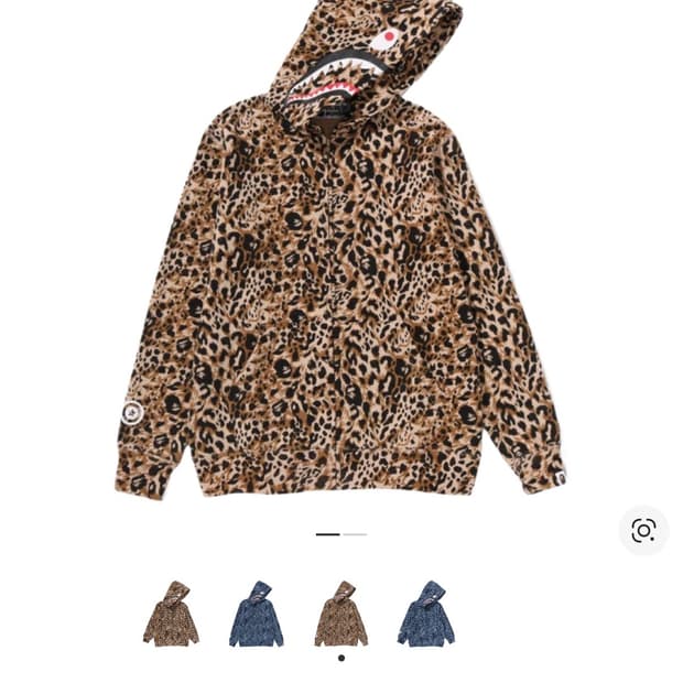 베이프 호피 후드집업 (와일드 레오파드 패턴 샤크 집 후드)