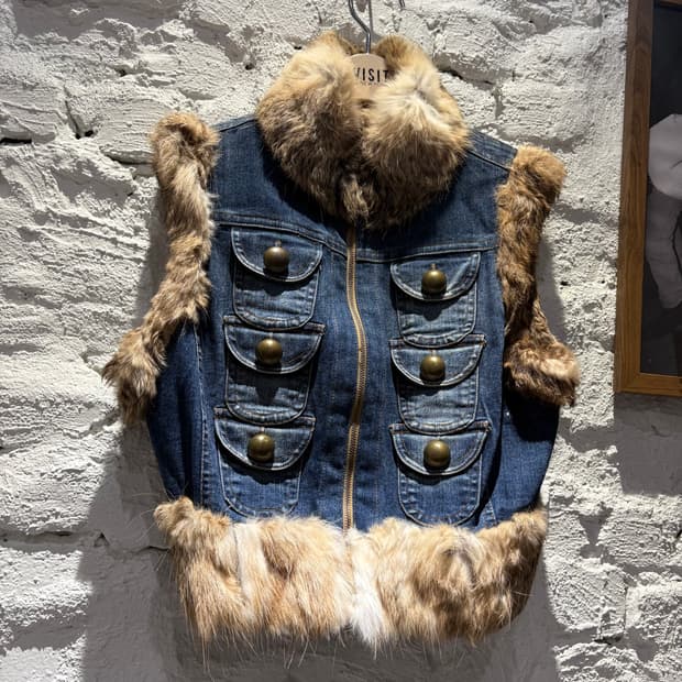 6포켓 빈티지 토끼털 데님 베스트