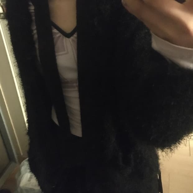 오디너리홀리데이 세일러 카라 부클 가디건 블랙