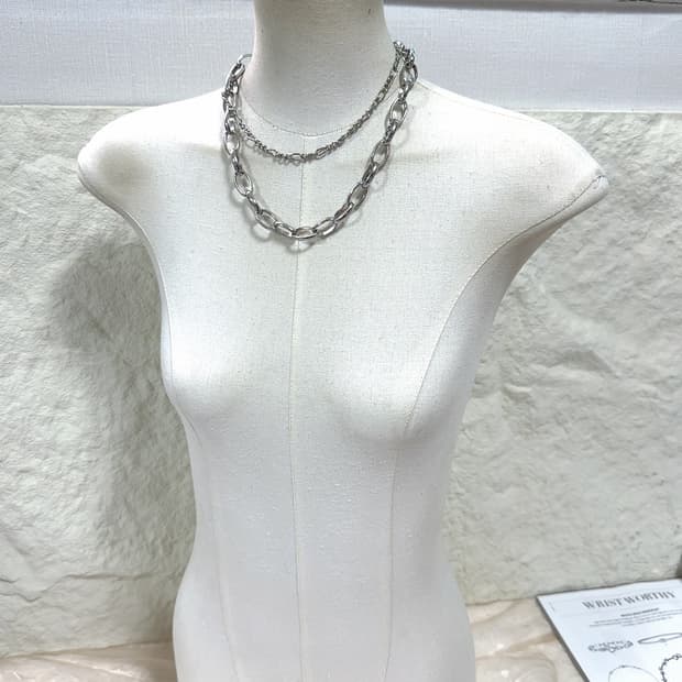 빈티지 레이어드 체인 목걸이