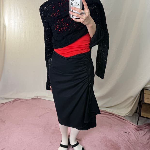 꼼데가르송 로브 드 샹브르 그물 울 니트