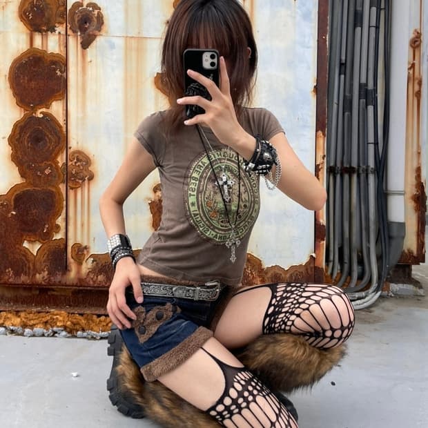 🎸브라운 프린팅 티셔츠🎸