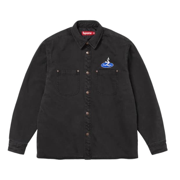 [XL] 슈프림 퀼티드 라인드 데님 스냅 셔츠