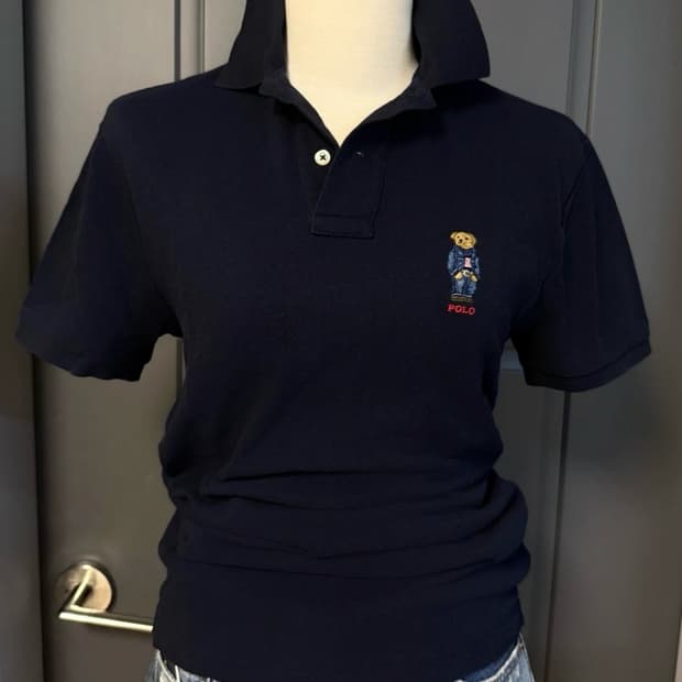[xs] 폴로 랄프로렌 슬림핏 베어 자수 반팔 티셔츠