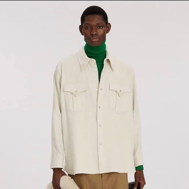 렉토/ 리넨 울 부클 웨스턴 셔츠/ M