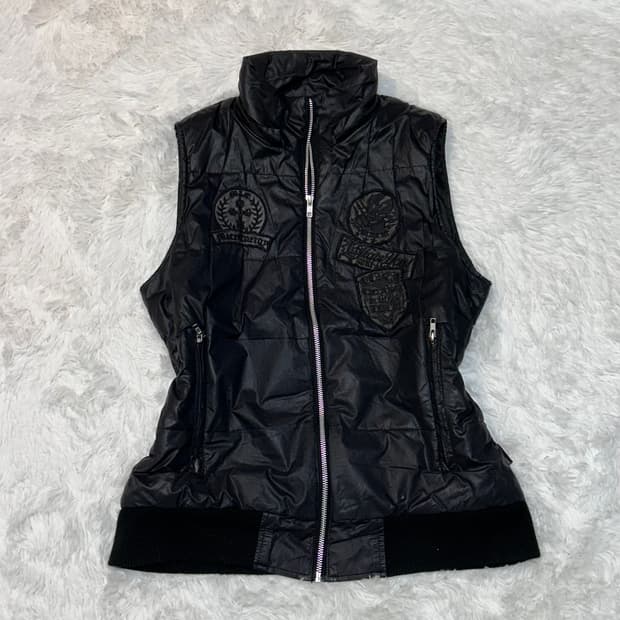 punk y2k padded patch detailed vest