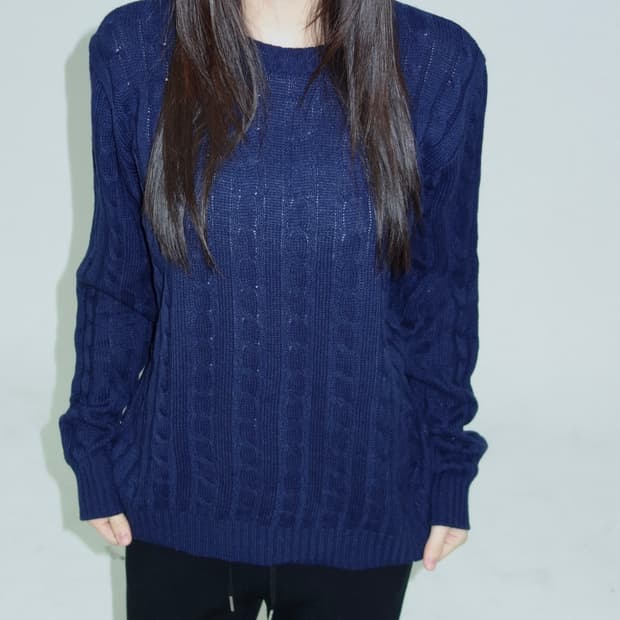 꽈배기 니트 네이비