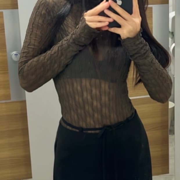 THEILMA 더일마 브라운 시스루 탑