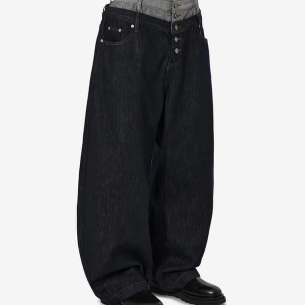 오와이 LAYERED WAIST WIDE VOLUME PANTS - IN