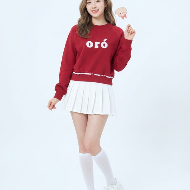 ORO(오로) 레터링 레이스 포인트 맨투맨