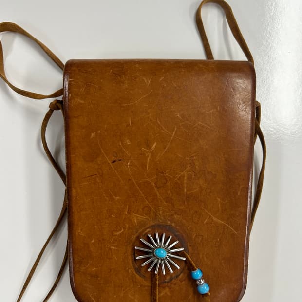 goros 고로스 네츄럴 새들레더 성게 터키석 콘초 웨이스트백