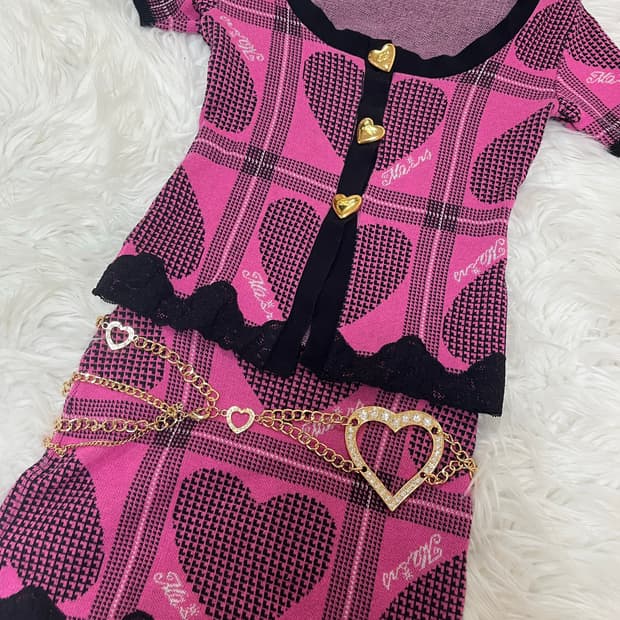 Ma*rs 마즈 슈가글로즈 니트 셋업 갸루 sugargloss