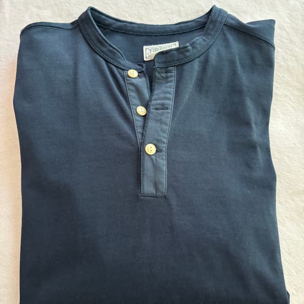 브론슨 Vintage Long Sleeve Henley Shirt 네이비