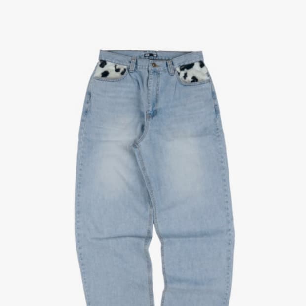 이알티알 Cow Star Denim Pants Light Blue