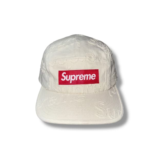 슈프림 레이저드 데님 캠프캡 화이트 