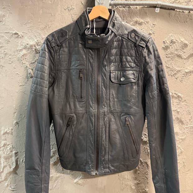 M 캘빈클라인 CK Jeans 양가죽 라이더 자켓 그레이