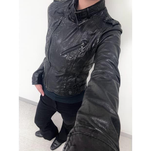 빈티지 버커루 블랙 리얼레더 가죽 라이더 자켓 락시크