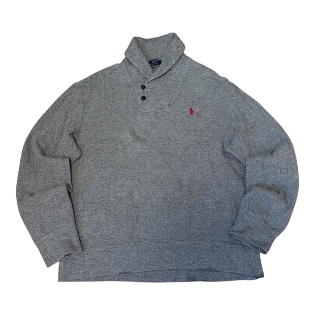 폴로 랄프로렌 레드포니 그레이 숄카라 코튼 니트