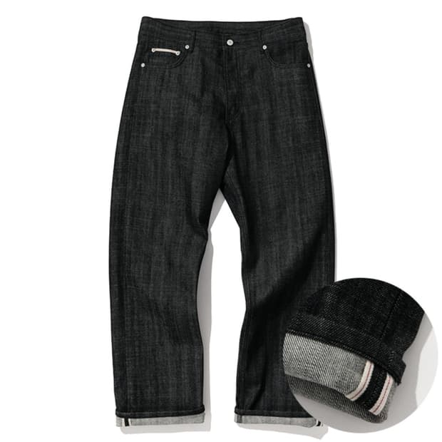 새상품 L 32인치 유니폼브릿지 셀비지 블랙 데님 청바지