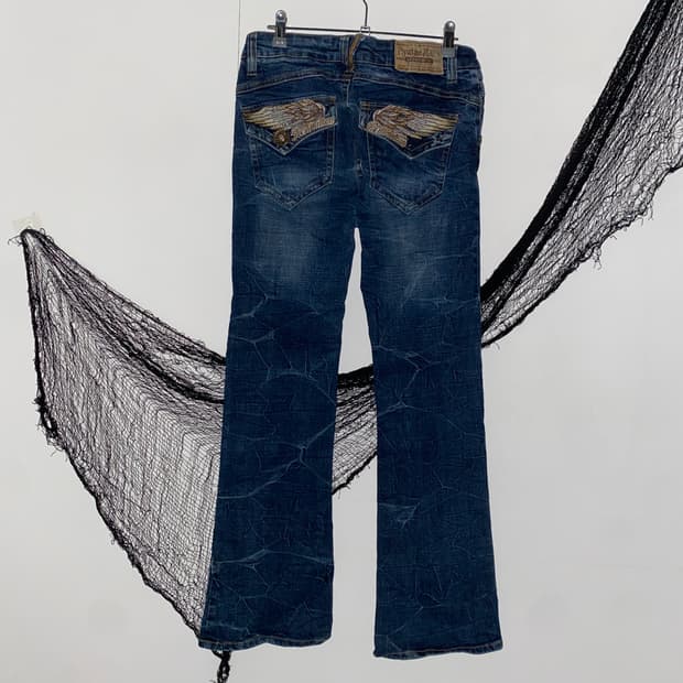 ꒰ঌ 이글 날개 자수 패치워크 데님 팬츠 ໒꒱