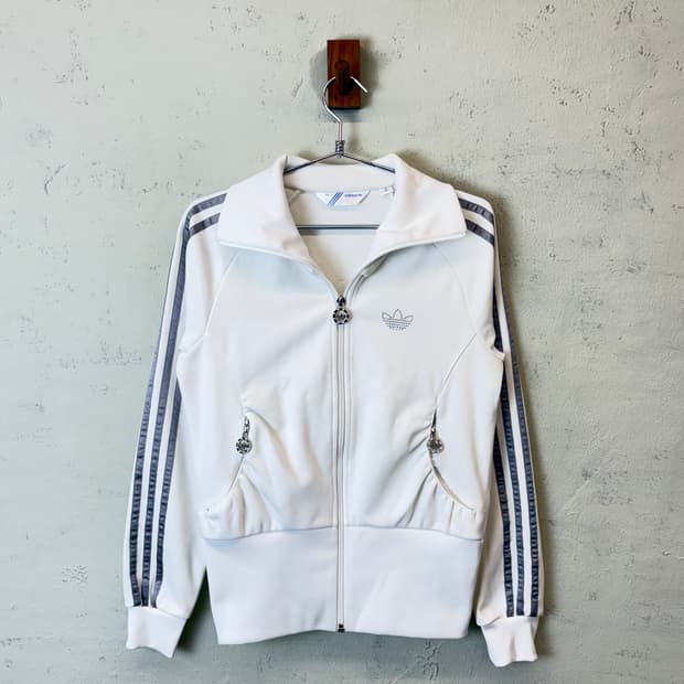 아디다스 빈티지 글리터 큐빅 화이트 트랙탑 져지