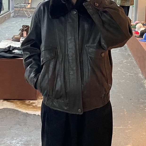 크로커다일 90s 가죽 무스탕 자켓 (털 탈부착가능) H1700