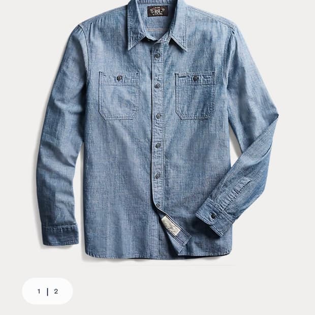 (M）인디고 샴브레이 워크셔츠 RRL