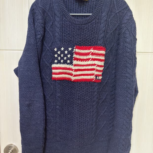 폴로 랄프로렌 성조기 꽈배기 니트 네이비 XL