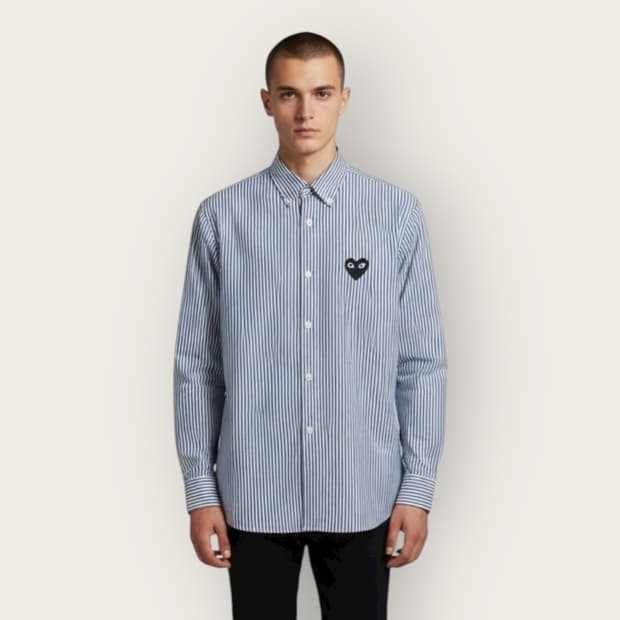 M/ 꼼데가르송 블랙하트 스트라이프 셔츠