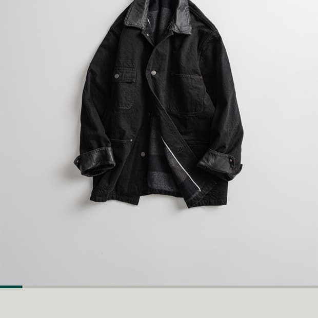 비헤비어 레더 카라 커버올 자켓