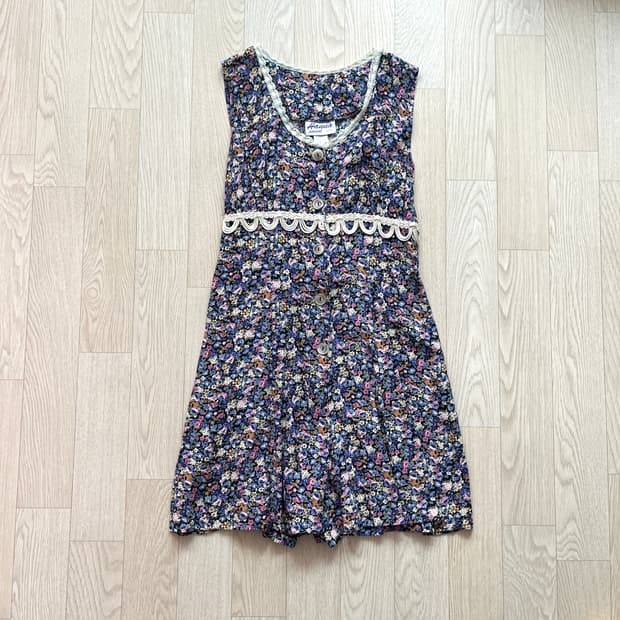 빈티지 플라워 점프수트 사로펫 모리걸 아오이 유우