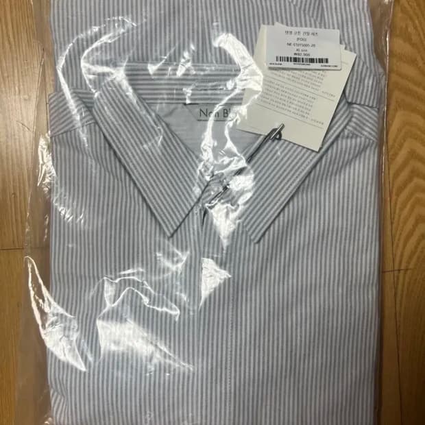 [XL] 넌블랭크 오버핏 옥스퍼드 스트라이프셔츠 그레이