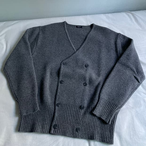 테이크이지 더블버튼 크롭 울 가디건 L