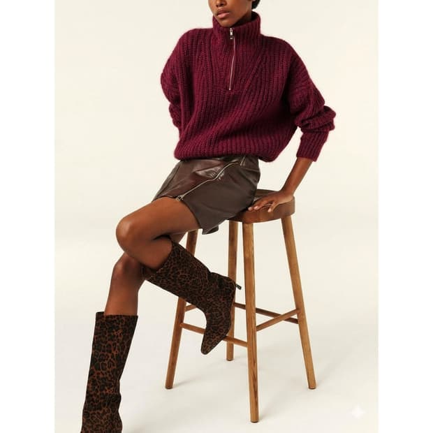 ba&sh 알파카 모헤어 하프집업 니트