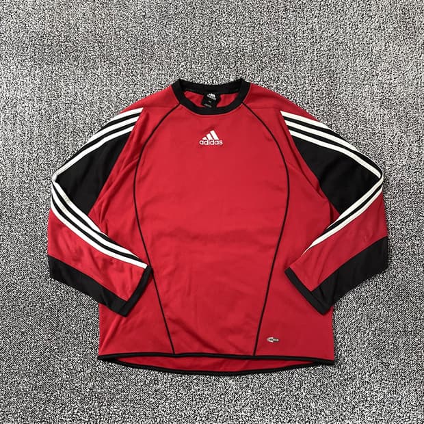 빈티지9. 아디다스 00's 축구티 클럽 긴팔 티셔츠 롱슬리브 레드블랙