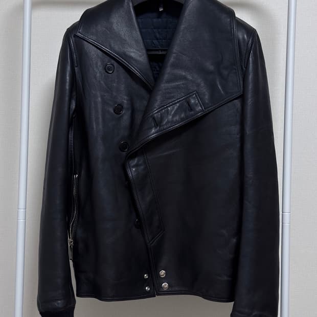 Dior Homme 09aw Asymmetric Drape 레더자켓 48