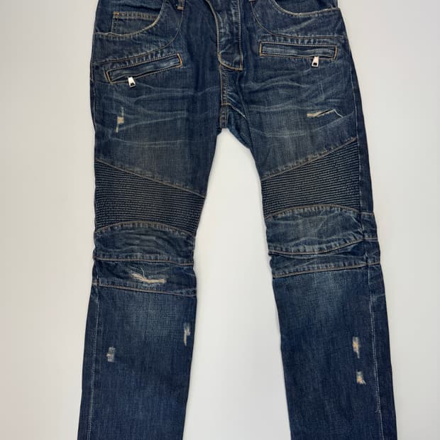 발망 BALMAIN 바이커 빈티지 워싱 데님팬츠