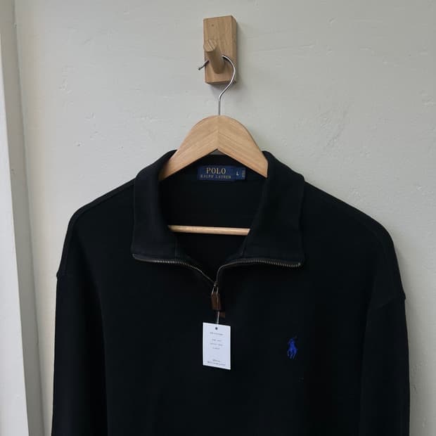 16281 - 폴로 랄프로렌 블랙 반집업 니트