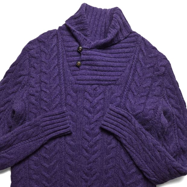 [S] 폴로 랄프로렌 울 케이블 숄카라 니트