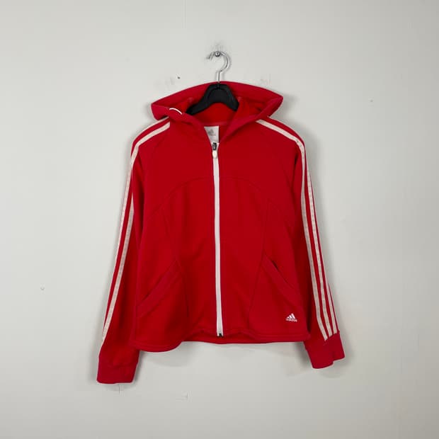 아디다스 삼선 레드 후드집업 XS <662>