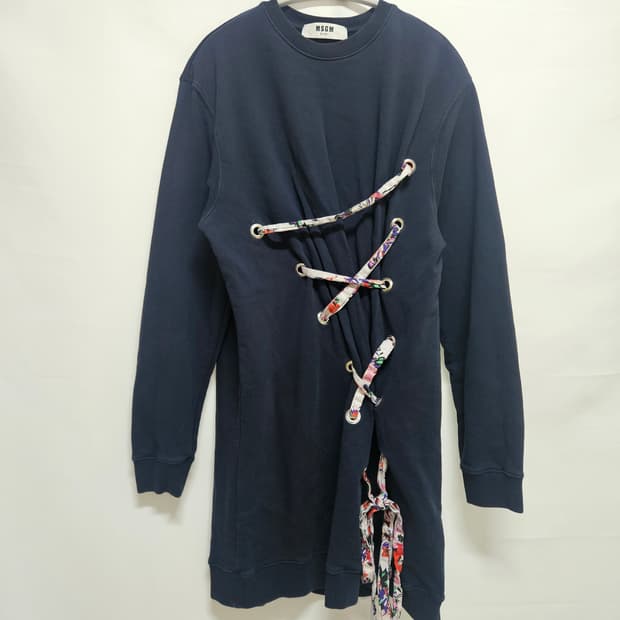 MSGM 레이스업 롱 맨투맨 원피스 S