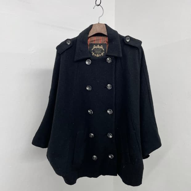 블랙 나폴레옹 버튼 케이프 