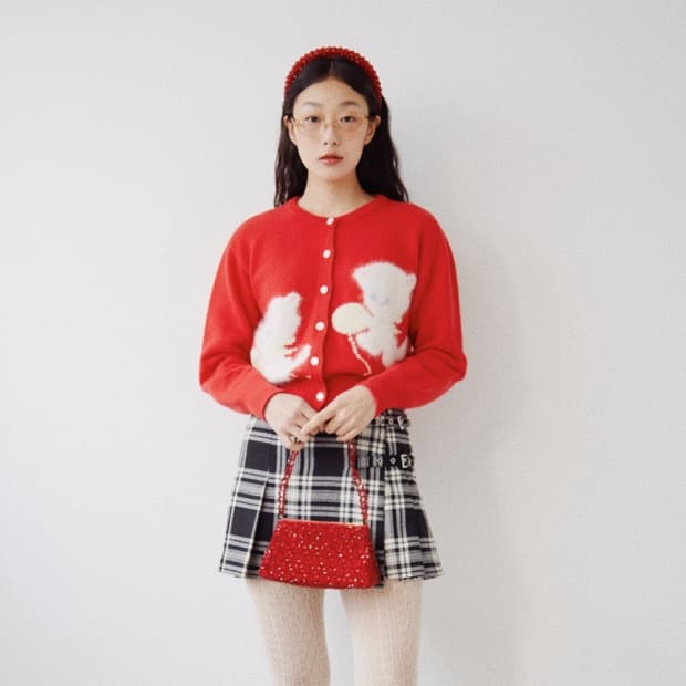 졸리레이드 캐시 가디건 레드